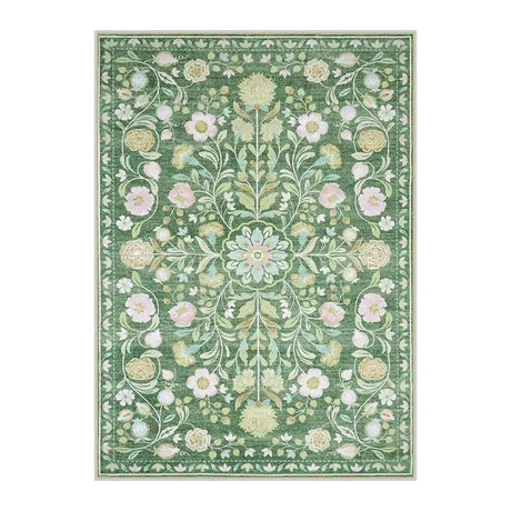 Living Room Carpet Non-slip Soft Machine Washable Floor Mat Bohemian Pink Floral Rug Bedroom Home Decoration Mats Washable Rugs