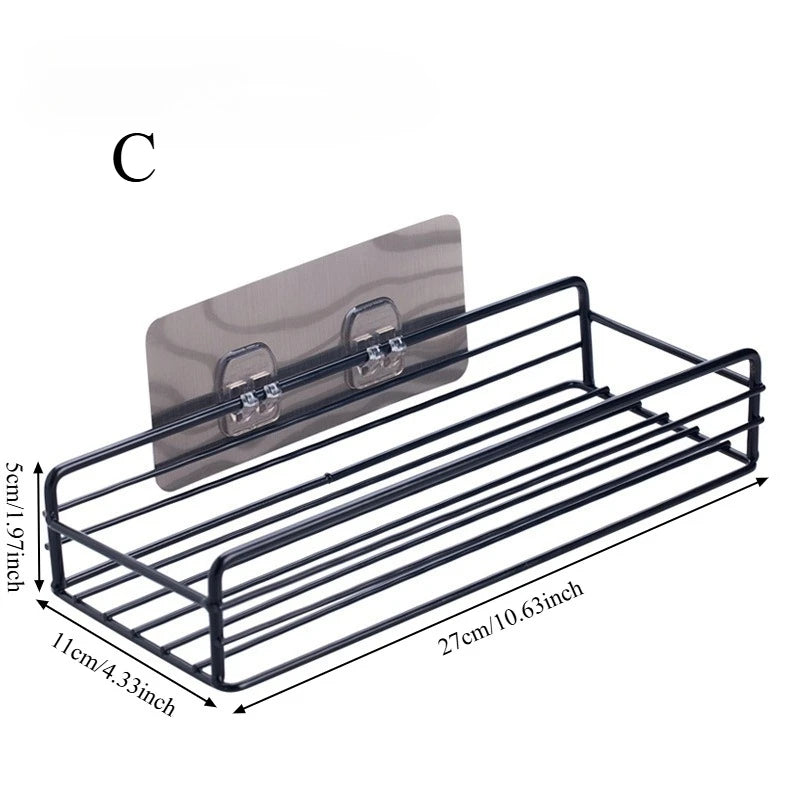 Punch-free Kitchen Cabinet Door Storage Box Iron Rack Wall-mounted Cabinet Plastic Wrap Rack Bathroom Refrigerator Rack