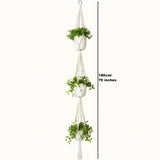 1pc, Macrame Double Plant Pendant Indoor Outdoor, 2 Tier/3Tier Hanging Planter Basket Cotton Rope With Beads 49 Inches/70 Inches