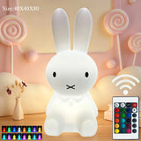 Miffy Rabbit Mood Light with Remote Control Dimming Cute Cartoon Children's Gift Bedroom Bedside Lamp Living Room Floor Lamp