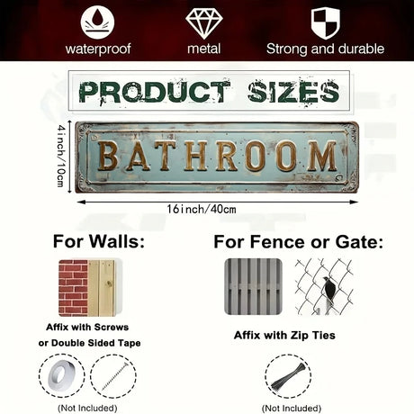 Metal Aluminum Sign BATHROOM EXIT 420 GARAGE Vintage Metal Sign for Kitchen Home Man Cave Garden Henhouse Bar Cafe Wall Decor