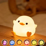 Cute DoDo Duck LED Night Light RGB Colors Rechargeable Dimmable Touch-Sensitive Silicone Bedside Lamp for Nursery Bedroom
