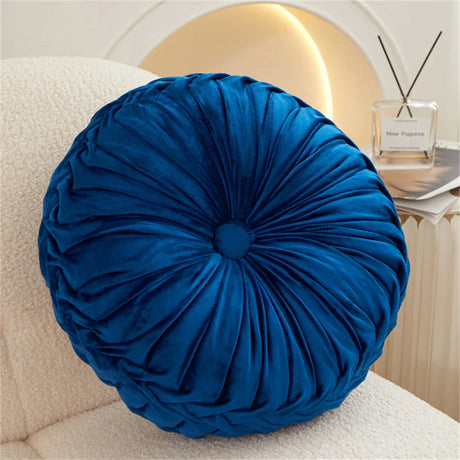 Round Throw Pillow Velvet Pleated Round Pillow Cushion for Couch Chair Bed Car Colorful Floor Cushion Home Decoration