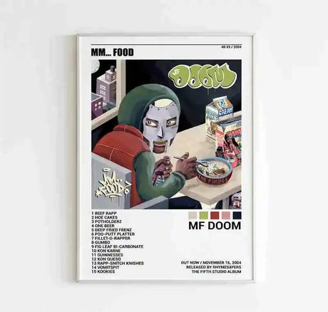 MF Doom Comic Album Poster Aesthetic Rapper Hip Hop Rock Music Band MM Food Mask Canvas For Wall Art Room Decor Home Decoration