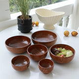 1Pc Stackable Solid Wood Bowl / Available in Large and Small Sizes / Household Wooden Bowl for Salad / Rice / Soup Noodles