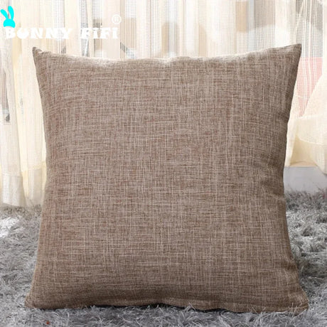 Home Cotton and Linen Cushion Cover 45x45CM Solid Color Yellow Gray Blue Green Orange White Decorative Pillows Case