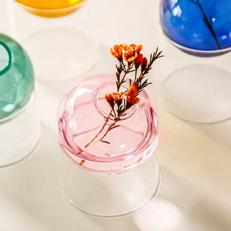 Mini Round Flower Vase Hydroponic Container Micro Landscape Glass Ecological Bottle Borosilicate Glass Bottle With Home Decorate