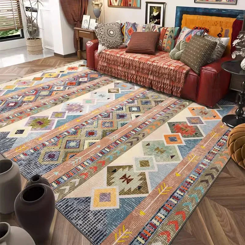 Carpet for Living Room Retro Bohemian Floral Abstract Large Area Rug Home Decoration Pastoral Ethnic Style Bedroom Mat ковер