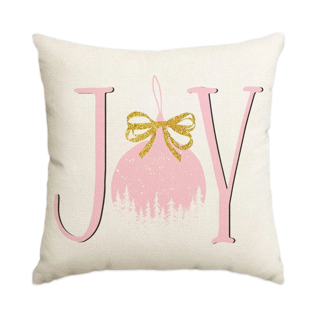 1/4pcs Christmas Pillow Cover, Pink Printed Cushion Cover, Farmhouse Decorative Sofa, Christmas Decoration (without Pillow Core)