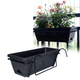 Balcony Railing Planter Plant Basket Fence Planter with Rack and Tray Flowerpot Window Box Planter for Deck Yard Countryside