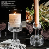 Glass Candle Wick Holder Clear Pillar Table Design Candlestick for Dining Decor