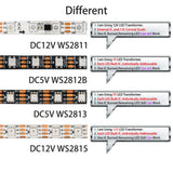 WS2812B WS2811 WS2813 WS2815 5050 RGB Smart LED Strip Lights WS2812 Individually Addressable IC 30/60/144Pixels/Leds/m Tape