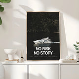 1pc Unframed Canvas Poster - Modern Art "No Risk No Story" Motivational Wall Decor with Luxury Yacht & Nature Scene, High-Qualit