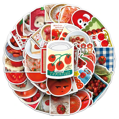 50Pcs Funny Tomato Cartoon Cute Waterproof Sticker Skateboarding Retro Home Decal Sticker
