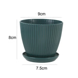 Plastic Flower Pot Succulent Plant Pot with Tray Green Dill Round Double Layer Small Flowerpot Home Office Desktop Decoration