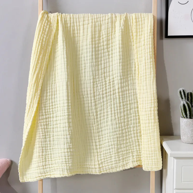6 Layer Gauze Multipurpose Throw Blanket Baby Cotton Gauze Children's Bath Towel Without Fluorescent Color Waffle Blanket