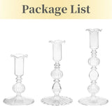 3Pcs Glass Candlestick Holders Glass Taper Candle Holders Groovy Wavy Elegant Candle Stick for Home Party Decoration