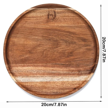 Decorative Tray Round Dinner Plate Wooden Large Wood Platte Dessert Pallet