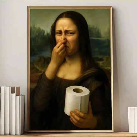 Mona Lisa Funny Toilet Canvas Print Poster Vintage Abstract Art Figure Painting Wash Room Toilet Hallway Wall Art Home Decor