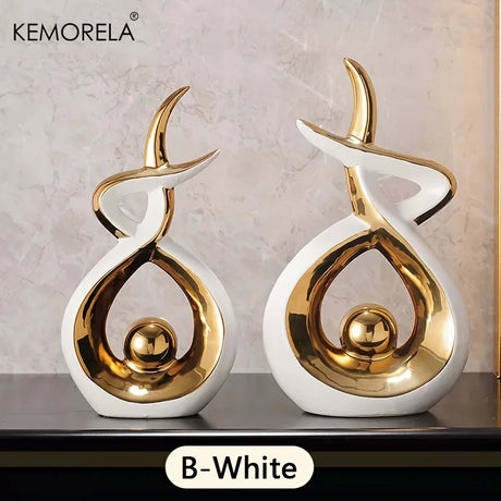 Ceramics Statue Exquisite Home Decor Modern Abstract Art Statue Ornaments Sculpture Decoration for Living Room Table Centerpiece