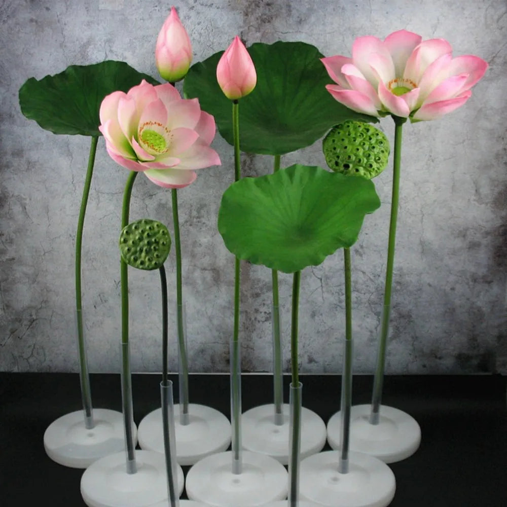 1PC DIY Decoration Artificial Flower New Landscape Long Stem PU Green Plant Artificial Flower Pole Lotus Pod Artificial Lotus