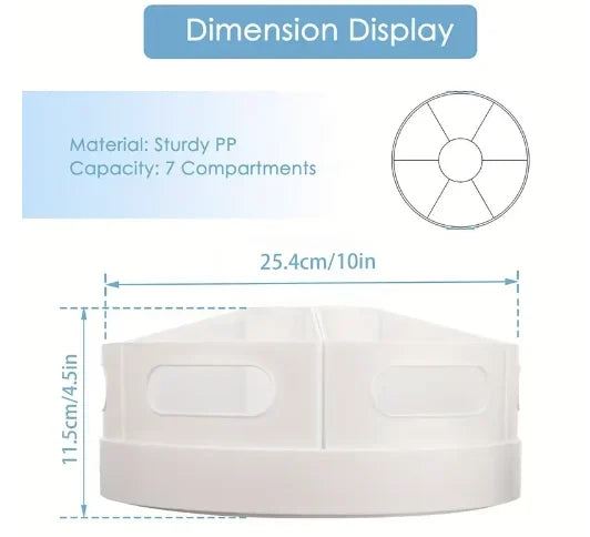360 Degree Rotating Desk Organizer 7 Removable Bins Multi-Functional Pen Holder Stationery Storage Rack Office School Accessorie
