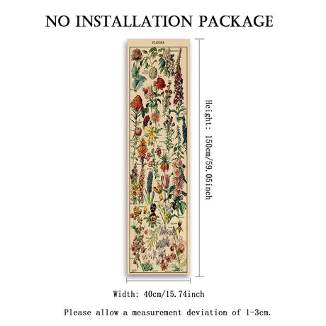 Floral & Plants Chart Vertical Tapestry Mushrooms Wall Hanging Reference Illustrative Botanical Art Tapestry Flowers Home Decor