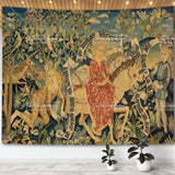 Medieval Unicorn Tapestry Wall Hanging For Home Decor Paintings Retro Hippie Tapestries Aesthetic Background Yoga Meditation