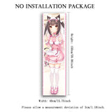 Nekopara Vertical Tapestry, Long Strip Full‑Body Cat‑Ear Maid Character Wall Hanging, Sweet Pink Polyester Wall Cloth for Bedroo