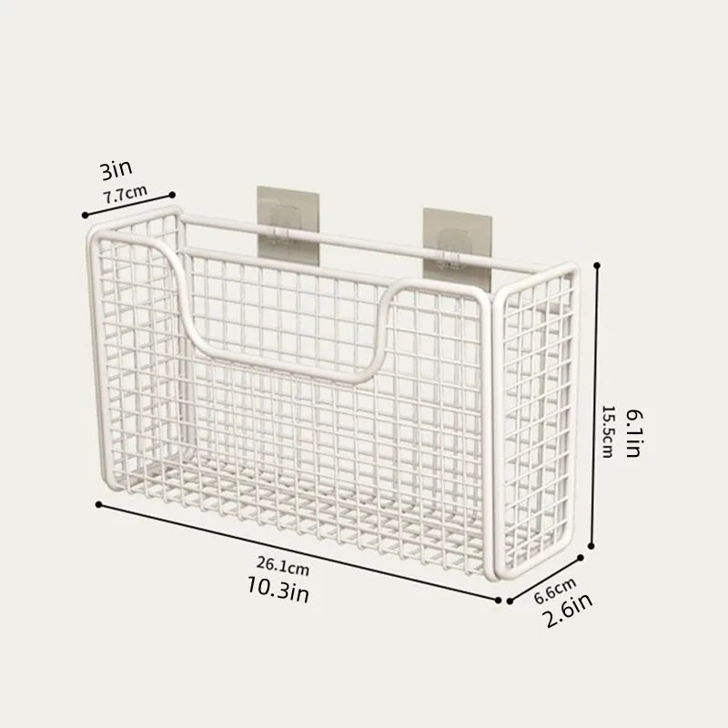 Punch-free Kitchen Cabinet Door Storage Box Iron Rack Wall-mounted Cabinet Plastic Wrap Rack Bathroom Refrigerator Rack