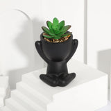 XIYA FLOWER Artificial Aloe Potted Plant Black Miniature Character Pot Fake Potted Plant Wholesale PE Material Home Decoration