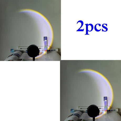 1-4pcs Sunset Lamp LED Rainbow Neon Night Light Projector Photography Wall Atmosphere Lighting for Bedroom Home Room Decor Gift