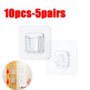 Double Sided Adhesive Wall Hooks Hanger Strong Transparent Suction Cup Storage Socket Hooks Bathroom Kitchen Bedroom Hook Kit