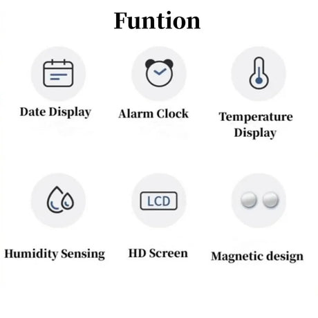 Magnetic LCD Digital Clock Wall Mounted 3.7Inch Refrigerator wall Alarm Clock Ultra Thin Desk Clock for Bedside Living Room
