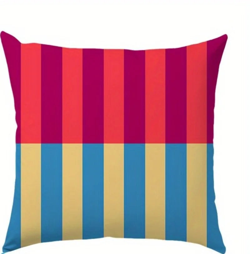 Vibrant Geometric Stripe Pillow Covers, Machine Washable with Zip Closure | Ideal for Living Room Sofa & Bedroom Decor