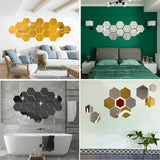 Acrylic Hexagon Mirror Wall Stickers Self Adhesive Removable Livingroom Bathroom Bedroom Wall Decoration Mirror Home Decoration