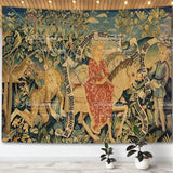 Medieval Unicorn Tapestry Wall Hanging For Home Decor Paintings Retro Hippie Tapestries Aesthetic Background Yoga Meditation