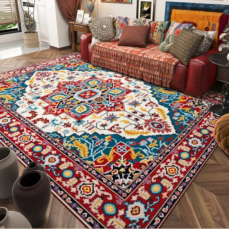 Carpet for Living Room Retro Bohemian Floral Abstract Large Area Rug Home Decoration Pastoral Ethnic Style Bedroom Mat ковер
