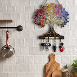 1 Piece 2D Wooden Hanging Decoration with Household Key Hook Tree of Life Pattern Wooden Key Hangers Wall Mount Room