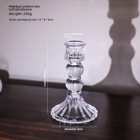Glass Candle Wick Holder Clear Pillar Table Design Candlestick for Dining Decor