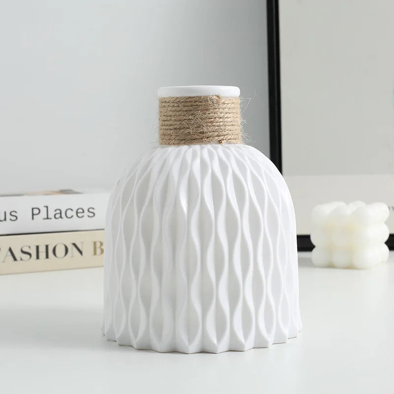 1PC Water Ripple Vase - Flower Pot Basket, Twine Plastic Vase, Small Fresh Flower Arrangement Vase, Scandinavian Home Decoration