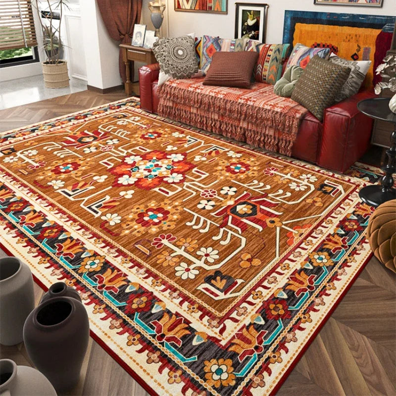 Carpet for Living Room Retro Bohemian Floral Abstract Large Area Rug Home Decoration Pastoral Ethnic Style Bedroom Mat ковер