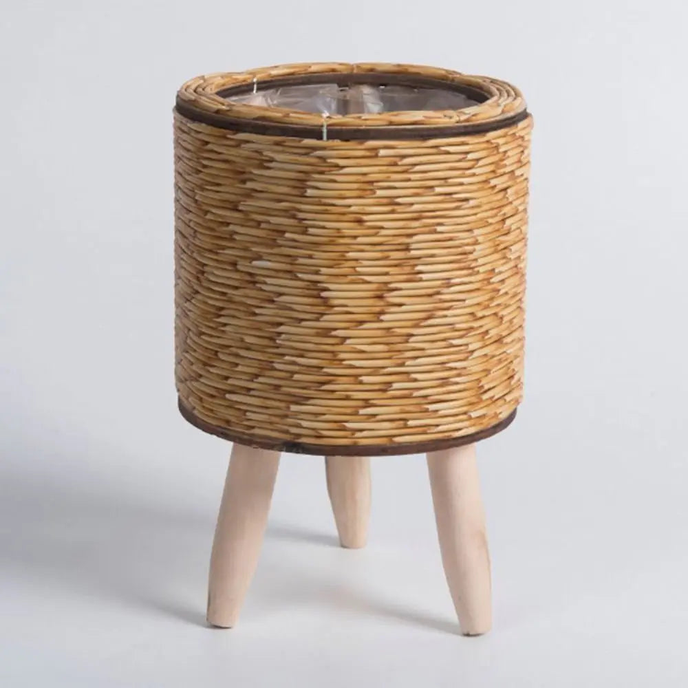 Fashion Rattan Woven Flower Pot Creative Flower Planters With Removable Legs Durable Hand Wove Plant Stand