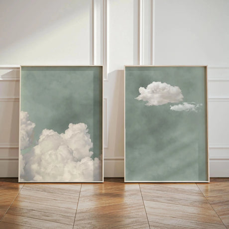 Abstract Blue Cloud Wall Art Poster Minimalist Sky Maximum Compromise Canvas Printmaking for Modern Living Room Home Decor Gifts