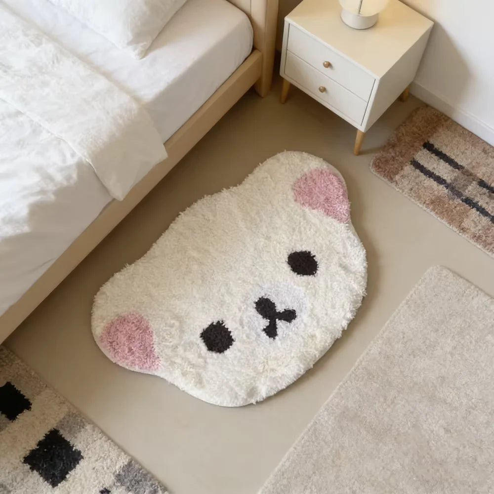 Cartoon Rilakkumas Turftd Rug Kawaii Korilakkuma Bear Floor Mat Bedroom Chair Bedside Lounge Rug Bathroom Doormat Home Decor