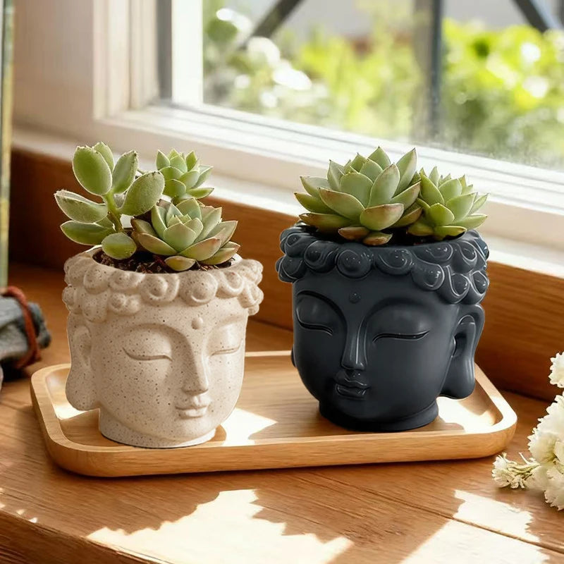 Zen Buddha Statue Resin Planter Flower Pot Home Courtyard Garden Decor Handicraft Ornament Indoor Outdoor Green Plant Gift