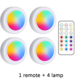RGB LED Under Cabinet Lights with Remote Control Battery Powered Wireless Dimmable Night Lamp LED Lights for Home Wardrobe Light