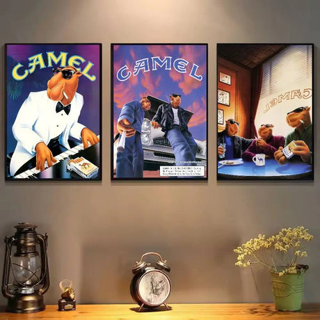 Vintage C-Camel C-Cigarettes Poster Poster Self-Adhesive Wall Art For Living Room Bedroom No Fade Modern Home Decor Stickers