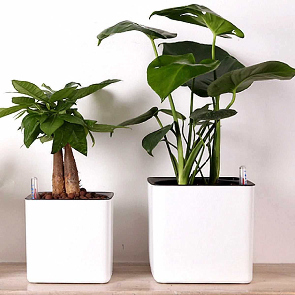 Self Watering Planter White Flower Pot with Water Level Indicator White Self Watering Planter Modern Decorative Planter Pot