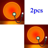 1-4pcs Sunset Lamp LED Rainbow Neon Night Light Projector Photography Wall Atmosphere Lighting for Bedroom Home Room Decor Gift